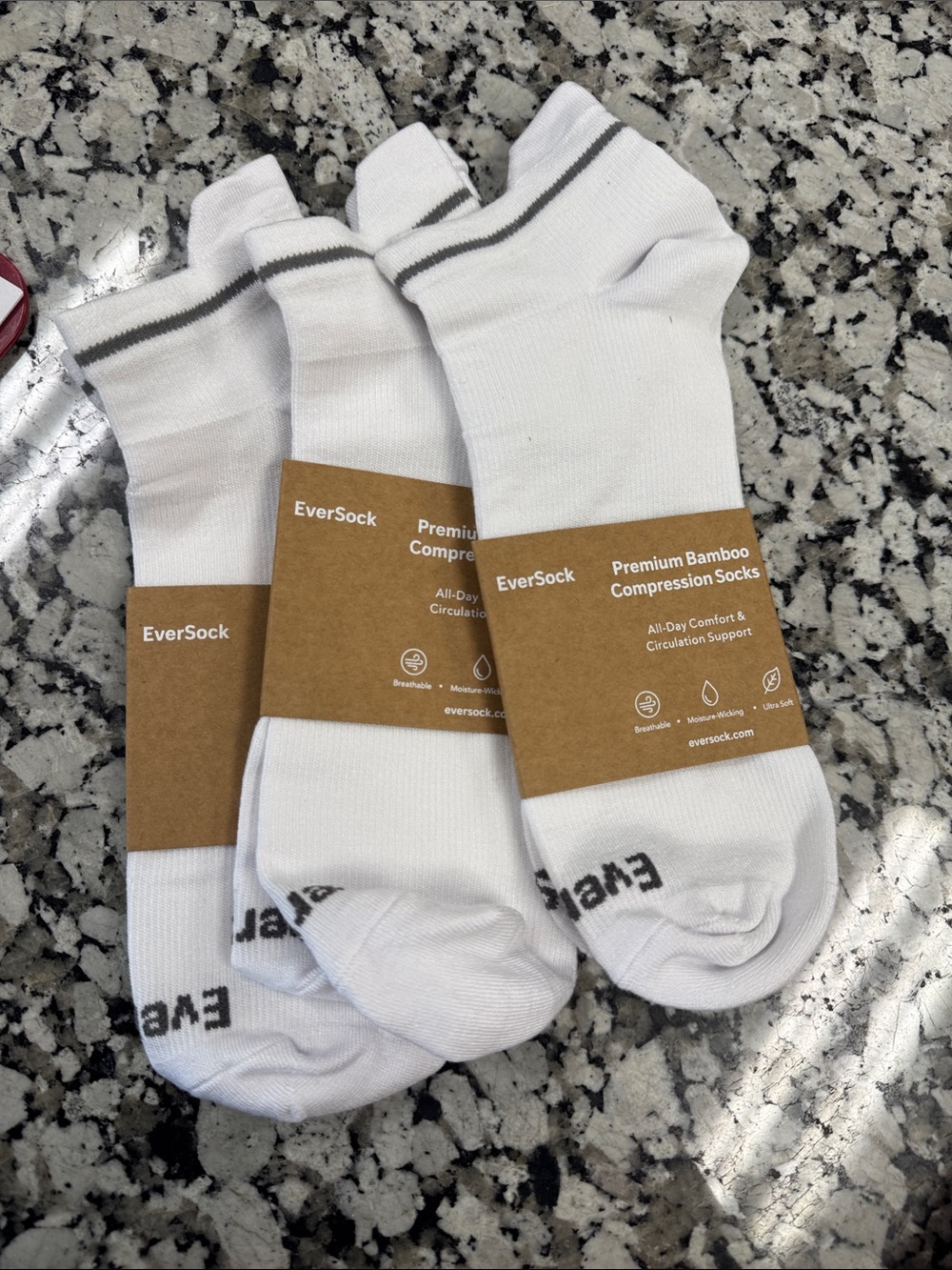 Women's White Bamboo No-Show Compression Socks - 3 Pack